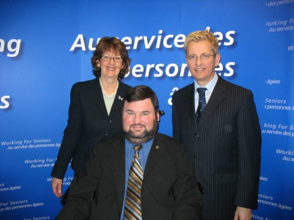 Senator LeBreton, Minister Solberg, and Steven at Seniors announcement in St.Catharines